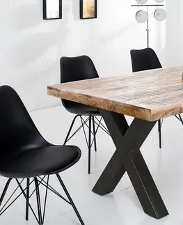 Designové a luxusní jídelní stoly Estila Industriální jídelní stůl Steele Craft z mangového dřeva a nohama z kovu 200cm