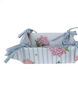 Chlebníky Bavlněný košík na pečivo s květy hortenzie Vintage Grace - 35*35*8cm Clayre & Eef VTG47