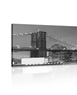 Černobílé obrazy Obraz očarující most v Brooklynu v černobílém provedení