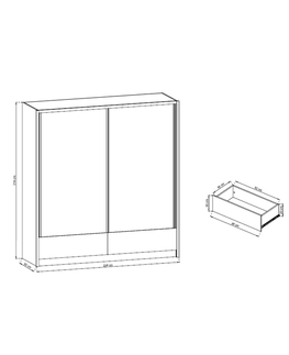 Šatní skříně Kombinovaná skříň DOSILASO I 200, bílá/bílá lesk