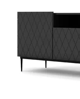 TV stolky ARTBm TV stolek DIUNA 193 2D1K | černý mat Provedení: Černý mat / zlatá podnož