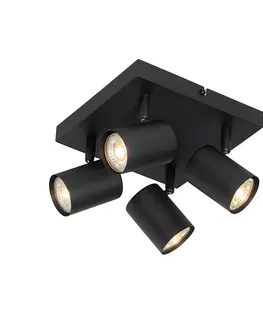 Bodova svetla Moderní stropní svítidlo černé 4-světelné nastavitelné čtvercové - Jeana