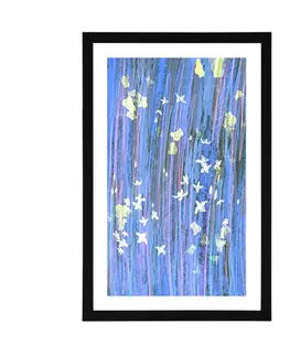 Motivy z naší dílny Plakát s paspartou abstrakce květin ve fialovém provedení
