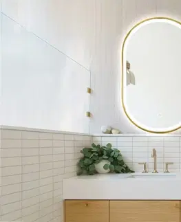 Koupelnová zrcadla REA Zrcadlo LED OLL 60x90 cm Brush Gold HOM-02509