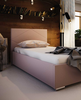 Postele Čalouněná postel DANGELO 5 90x200 cm, růžová látka