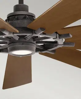 Stropní ventilátory se světlem KICHLER Stropní ventilátor LED Gentry 85 tmavý ořech/bílá