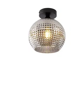 Stropni svitidla Art Deco stropní svítidlo černé s kouřovým sklem - Sphere
