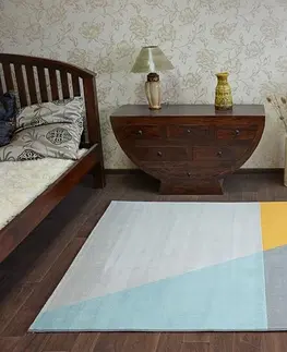 Koberce a koberečky Dywany Lusczow Kusový koberec SCANDI 18487/572 - trapéz šedý / zlatý / tyrkysový, velikost 120x170