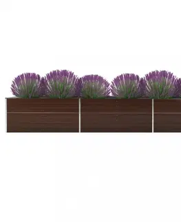 Květináče a truhlíky Zahradní truhlík pozinkovaná ocel 480x80x45 cm Dekorhome Hnědá