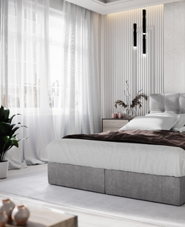 Postele Čalouněná postel GARETTI 160x200 cm, světle šedá