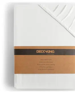Prostěradla Bavlněné jersey prostěradlo s gumou DecoKing Amber bílé, velikost 160-180x200+30