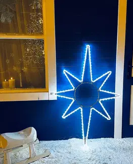 LED venkovní PROFI motivy DecoLED LED světelná hvězda, závěsná, 80x120 cm, ledově bílá