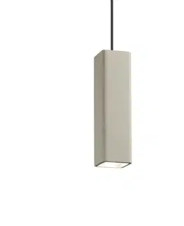 Moderní závěsná svítidla Závěsné svítidlo Ideal Lux Oak SP1 Square Cemento 150673 hranaté betonové