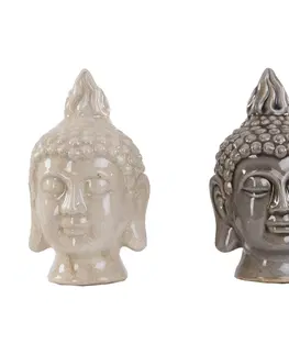 Luxusní stylové sošky a figury Estila Hlava Buddhy 20cm krémová nebo šedá 1ks