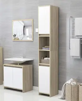 Koupelnové skříňky Koupelnová skříňka vysoká DTD deska Dekorhome Bílá / dub sonoma