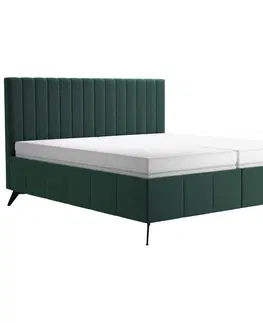 Čalouněné postele Manželská Postel Vivien, 160x200, Tmavě Zelená