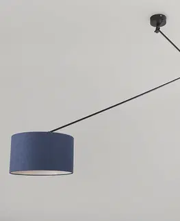 Zavesna svitidla Závěsná lampa černá se stínidlem 35 cm modrá nastavitelná - Blitz I.