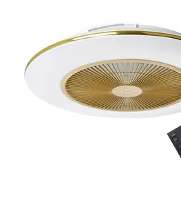 Domácí ventilátory  LED Stmívatelné stropní svítidlo s látorem ARIA LED/38W/230V zlatá + DO 