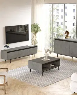Obývací stěny a sestavy nábytku Set nábytku do obývacího pokoje LV34 šedý černý