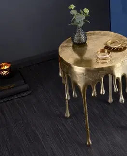 Luxusní a designové příruční stolky Estila Art-deco jedinečný příruční stolek Bellair ve zlaté barvě s kruhovou podstavou 37cm