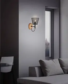 Nástěnná svítidla Briloner Wood & Style 2077 nástěnné světlo, kovové stínidlo