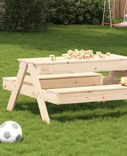 Zahradní stolky Dětský piknikový stůl s pískovištěm masivní borové dřevo