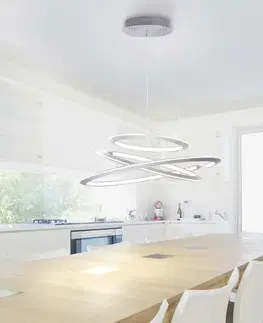 Designová závěsná svítidla PAUL NEUHAUS LED závěsné svítidlo kruhové v barvě oceli s nastavitelnou barvou světla a funkcí stmívání 2700-5000K