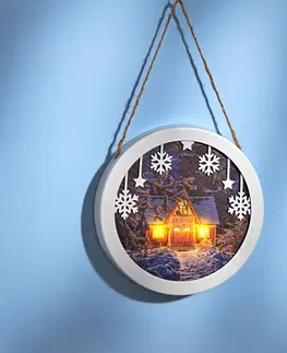 Svíčky a světelné dekorace LED obraz "Zimní krajina"