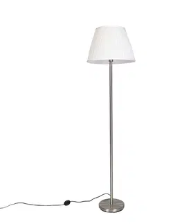 Stojaci lampy Moderní stojací lampa z oceli s bílým skládaným stínidlem 45 cm - Simplo