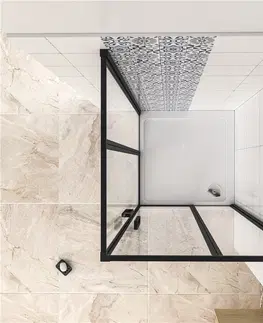 Sprchové vaničky H K Čtvercový sprchový kout BLACK SAFIR R808, 80x80 cm, se dvěma jednokřídlými dveřmi s pevnou stěnou, rohový vstup včetně sprchové vaničky z litého mramoru