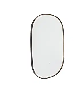 Nastenna svitidla Koupelnové zrcadlo černé vč. LED s dotykovým stmívačem ovál - Miral