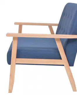 Pohovky Dvoumístná sedačka textil / dřevo Dekorhome Modrá