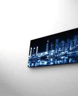 Obrazy Wallity Obraz s LED osvětlením NOČNÍ MRAKODRAPY 6 30 x 90 cm