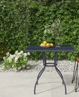 Zahradní stolky Zahradní stůl antracitový 80 x 80 x 72,5 cm ocel a síťovina