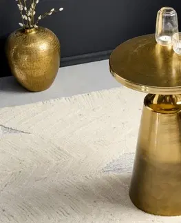 Luxusní a designové příruční stolky Estila Art deco kulatý příruční stolek Nalia zlaté barvy s konstrukcí z kovu 40cm