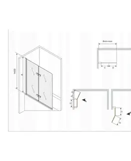 Sprchové závěsy Sprchová zástěna na vanu MEXEN FELIX dvoukřídlá, šedé sklo, 80x140 cm