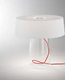 Stolní lampy Prandina Prandina Glam stolní lampa 48cm čirá/stínidlo bílé