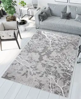 Moderní koberce Jednoduchý moderní koberec v šedé barvě s bílým motivem Šířka: 140 cm | Délka: 200 cm