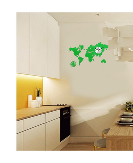 Nalepovací hodiny ModernClock 3D nalepovací hodiny Mapa světa zelené