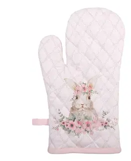 Chňapky Bavlněná chňapka - rukavice s králíčkem Floral Easter Bunny - 18*30 cm Clayre & Eef FEB44-1