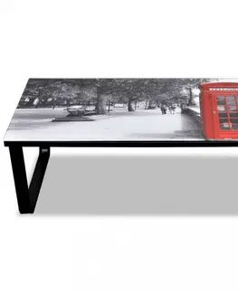 Skleněné Konferenční stolek s potiskem sklo / kov Dekorhome Město