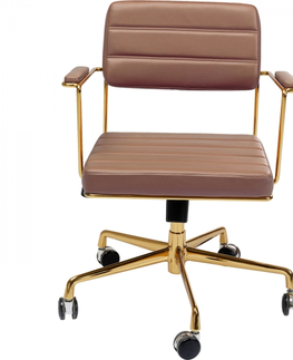 Kancelářské židle KARE Design Hnědá polstrovaná kancelářská židle Dottore