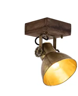 Nastenna svitidla Průmyslové stropní bodové svítidlo bronzové se dřevem 18 cm - Mango