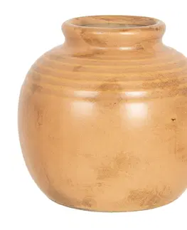 Dekorativní vázy Oranžovo hnědá váza Bruin - Ø 8*8 cm Clayre & Eef 6CE1210