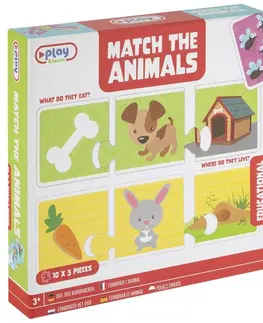 Hračky společenské hry RAPPA - Hra Spojuj zvířátka s tím co jí a kde bydlí (30 kartiček) 20x20 cm