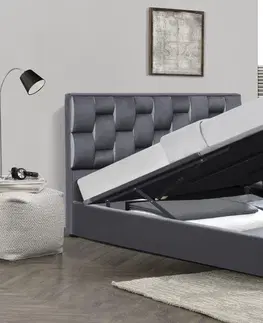 Postele HALMAR Čalouněná postel Anab 160x200 dvoulůžko - šedá
