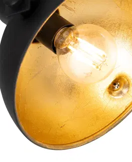 Nastenna svitidla Průmyslové stropní svítidlo černé se zlatou 15 cm nastavitelné - Magnax