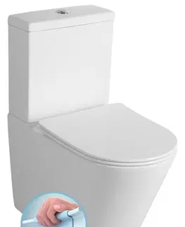 Záchody SAPHO PACO WC kombi, Rimless, spodní/zadní odpad, bílá PC1012WR