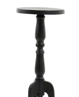 Konferenční stolky Černý antik kovový odkládací stůl Korto Black - Ø40*90 cm Light & Living 6775812