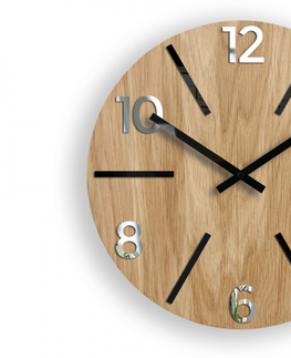 Hodiny ModernClock Nástěnné hodiny Aksel Wood černo-zrcadlové